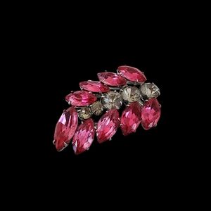 Rare 1940s Natalie shoe pin vintage pink rhinestone antique 1940s  A0205